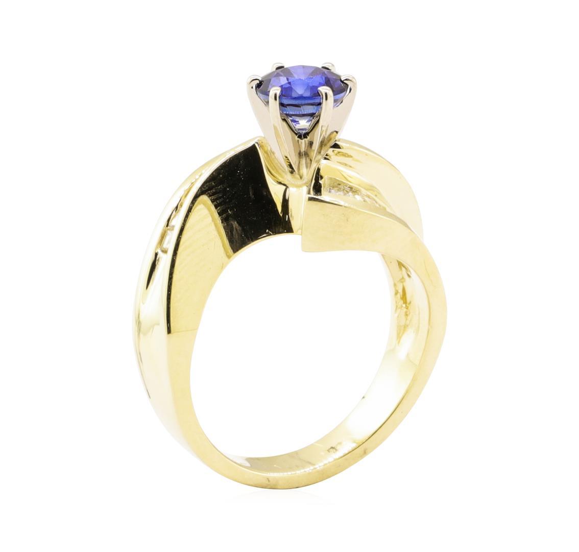 1.51 ctw Blue Sapphire And Diamond Ring - 14KT Yellow Gold