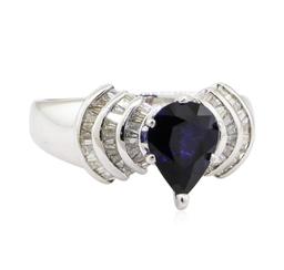 2.40 ctw Sapphire and Diamond Ring - 18KT White Gold