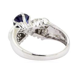 2.40 ctw Sapphire and Diamond Ring - 18KT White Gold