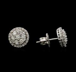 14KT White Gold 0.90 ctw Diamond Earrings