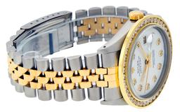 Rolex Mens 2 Tone White Diamond 3 ctw Channel Set Datejust Wriswatch