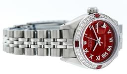 Rolex Ladies Stainless Steel Red Diamond & Ruby 26MM Oyster Perpetual Datejust