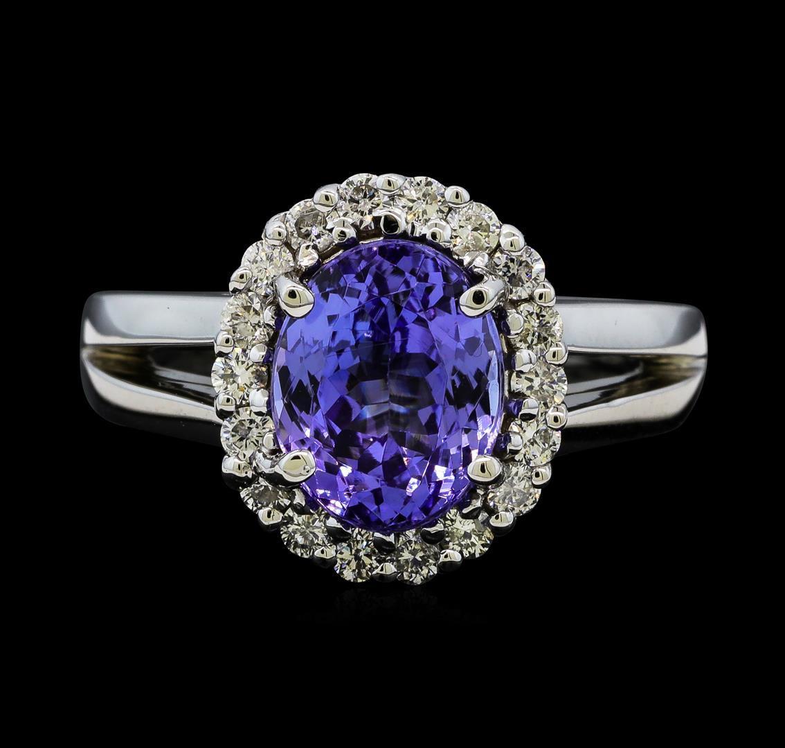 3.11 ctw Tanzanite and Diamond Ring - 14KT White Gold