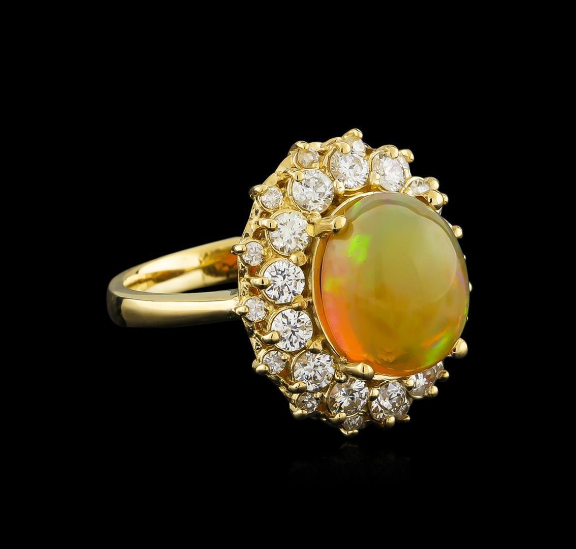 3.70 ctw Opal and Diamond Ring - 14KT Yellow Gold