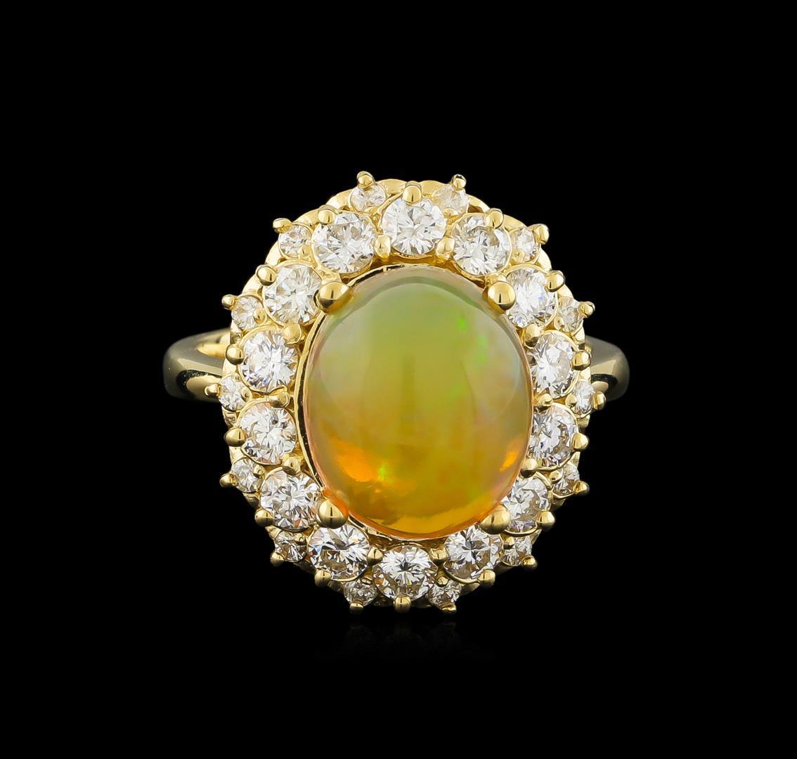 3.70 ctw Opal and Diamond Ring - 14KT Yellow Gold