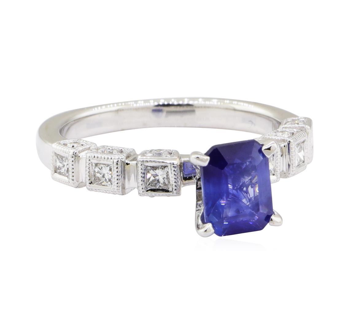 1.75 ctw Sapphire and Diamond Ring - 18KT White Gold