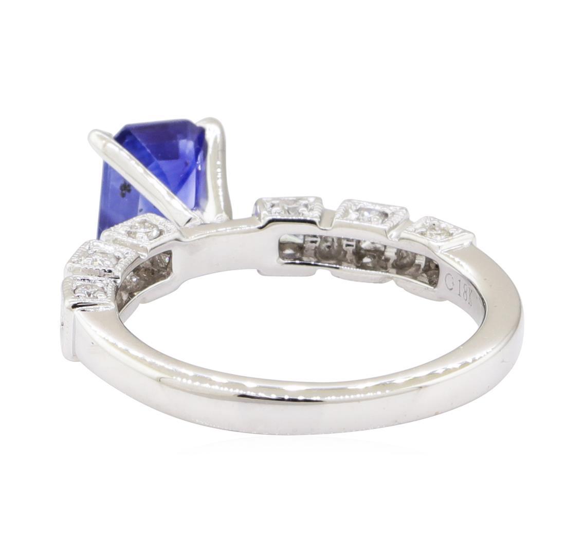 1.75 ctw Sapphire and Diamond Ring - 18KT White Gold