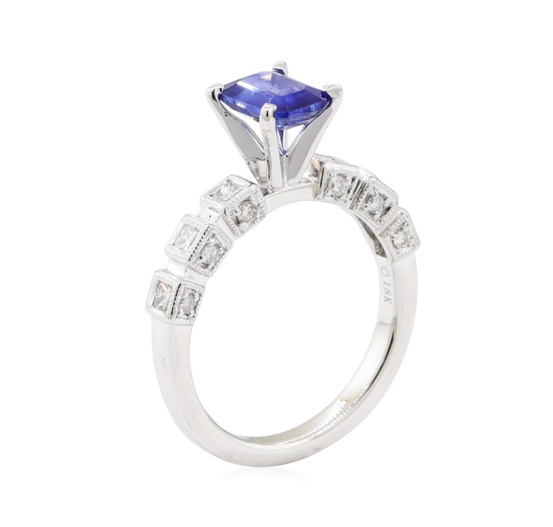 1.75 ctw Sapphire and Diamond Ring - 18KT White Gold
