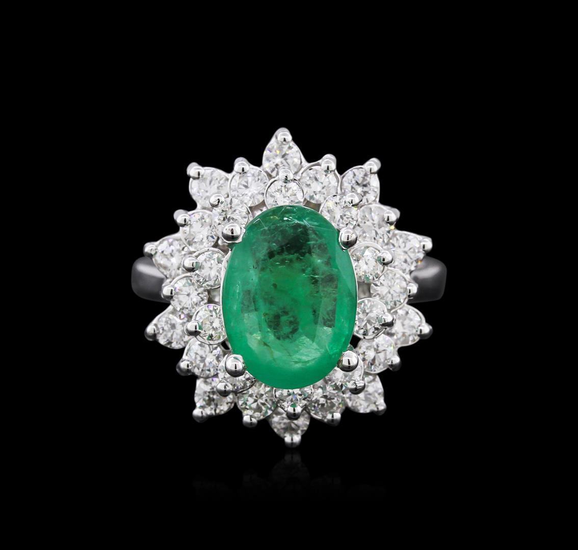 14KT White Gold 2.77 ctw Emerald and Diamond Ring