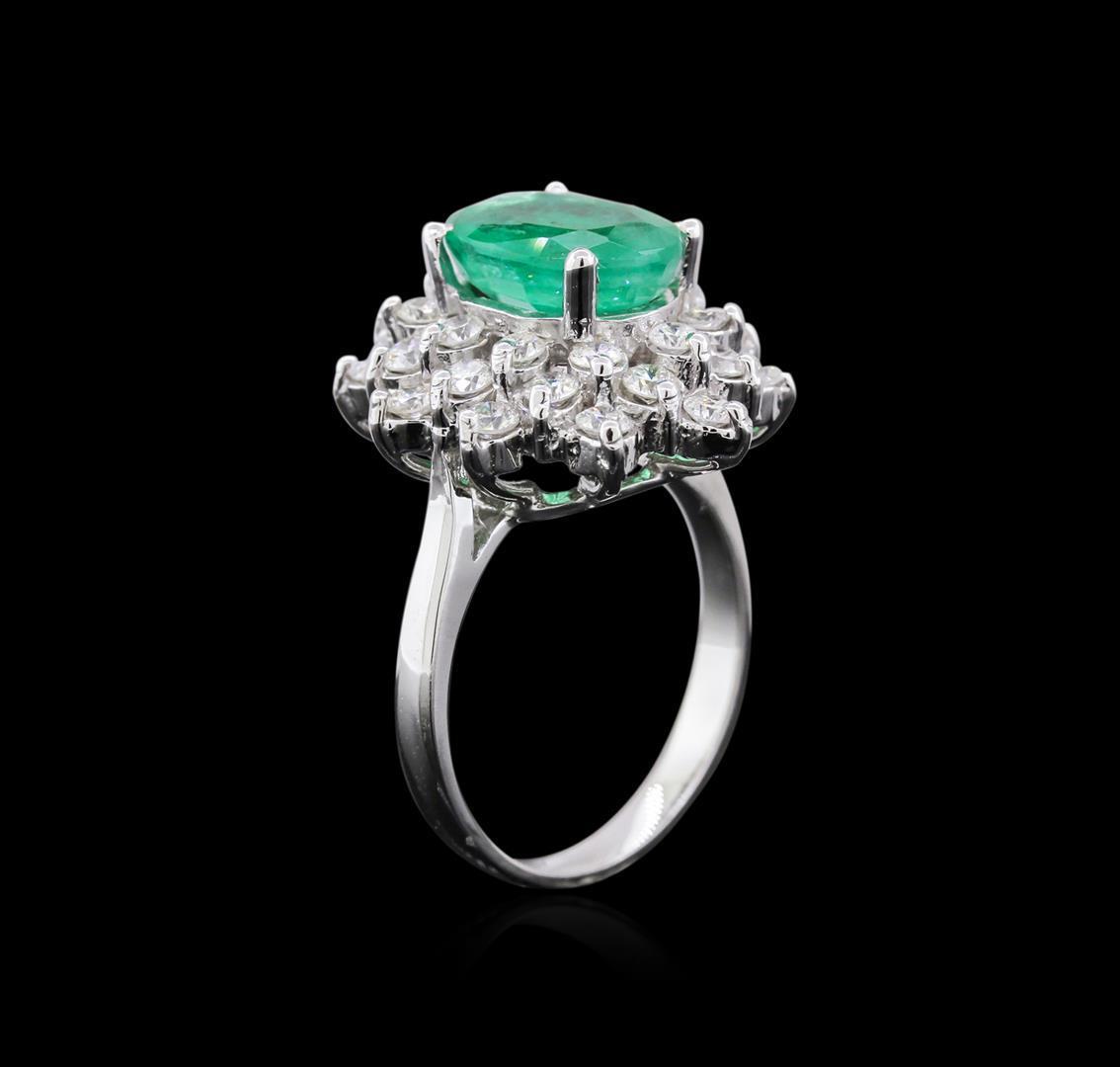 14KT White Gold 2.77 ctw Emerald and Diamond Ring