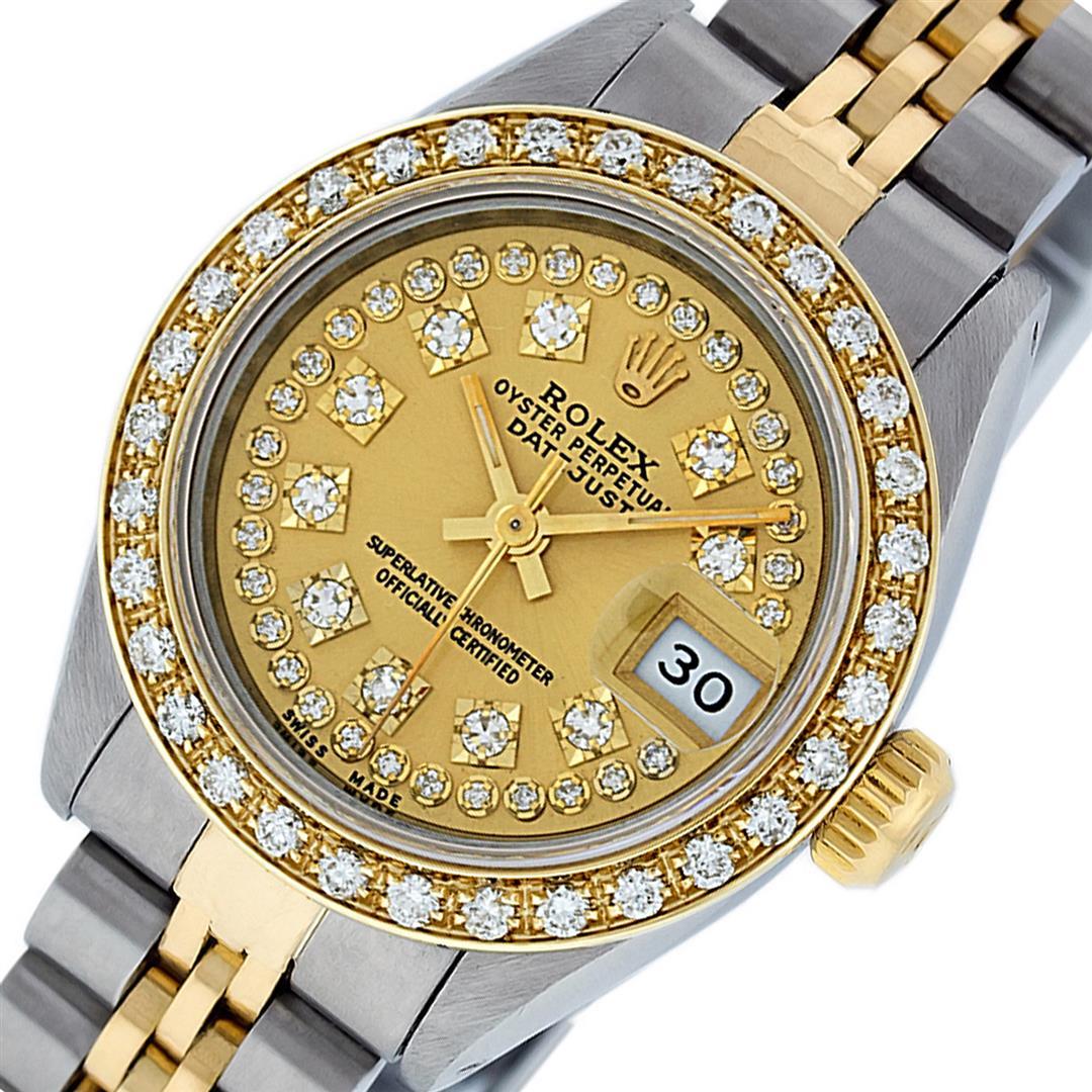 Rolex Ladies 2 Tone Champagne Diamond Oyster Perpetual Datejust Wriswatch 26MM