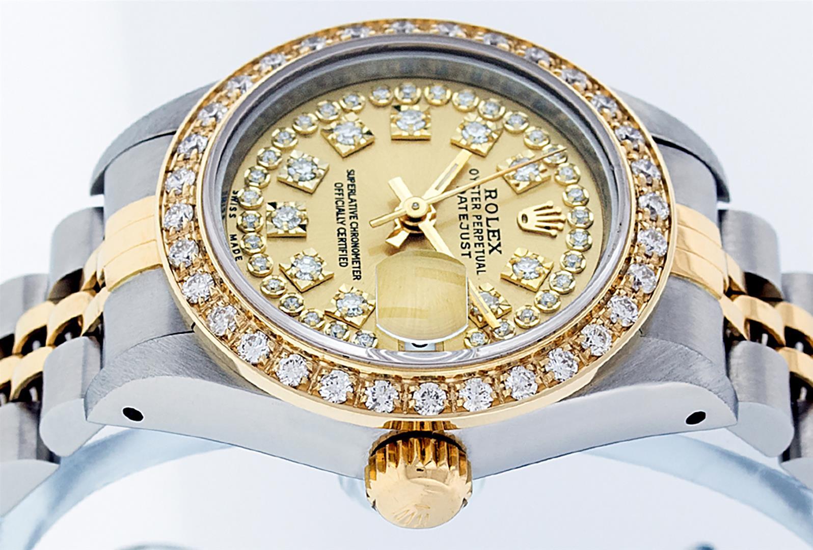 Rolex Ladies 2 Tone Champagne Diamond Oyster Perpetual Datejust Wriswatch 26MM