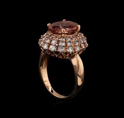 3.70 ctw Tourmaline and Diamond Ring - 14KT Rose Gold