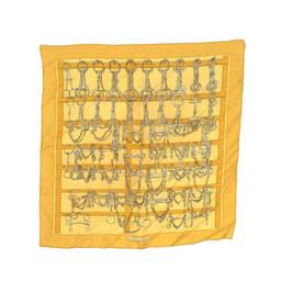 Hermes Yellow Mors et Filets Mini Silk Scarf