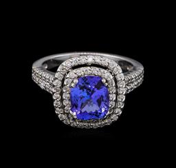 2.05 ctw Tanzanite and Diamond Ring - 14KT White Gold