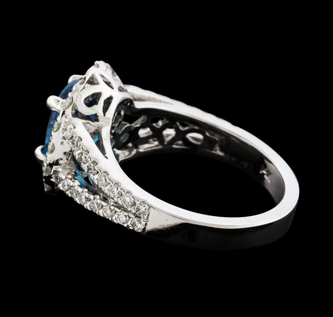 2.81 ctw Blue Zircon and Diamond Ring - 14KT White Gold