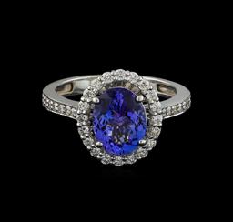 2.27 ctw Tanzanite and Diamond Ring - 14KT White Gold