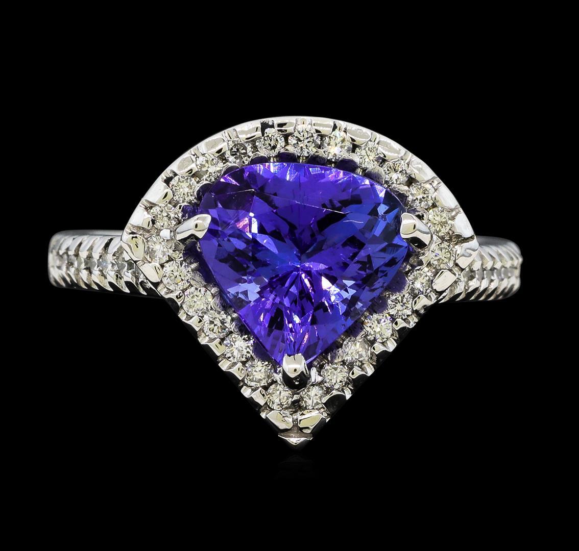 2.78 ctw Tanzanite and Diamond Ring - 14KT White Gold