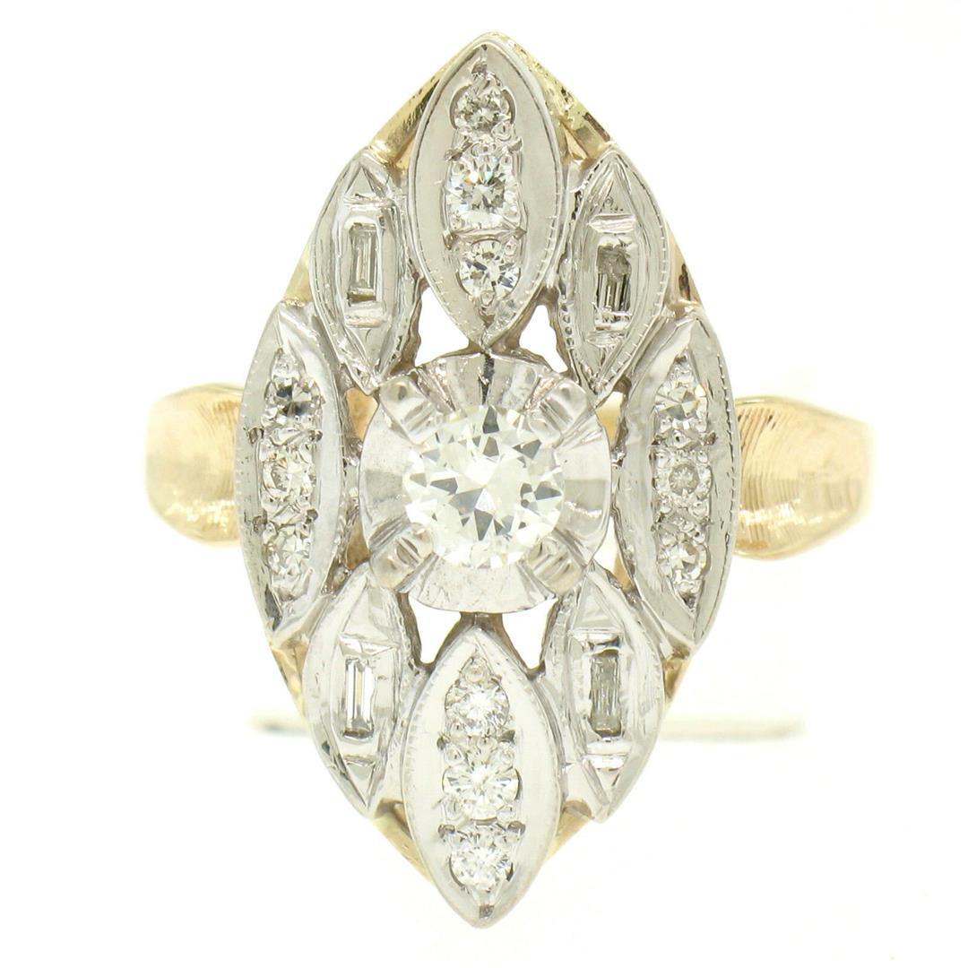 14k Two Tone Gold .55 ctw European Diamond Solitaire Ring