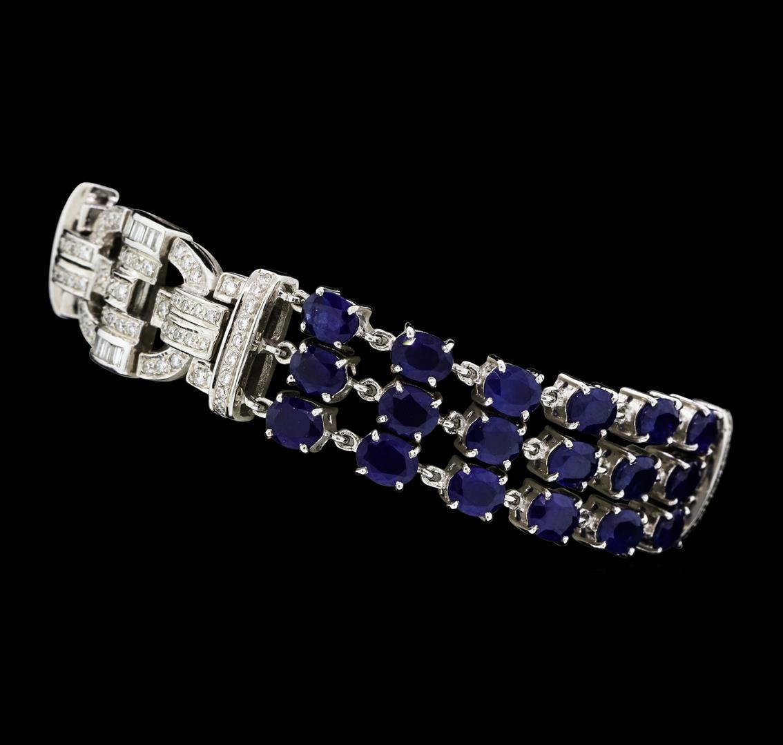 13.65 ctw Sapphire And Diamond Bracelet - 18KT White Gold