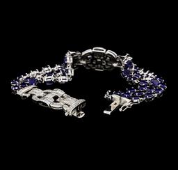 13.65 ctw Sapphire And Diamond Bracelet - 18KT White Gold