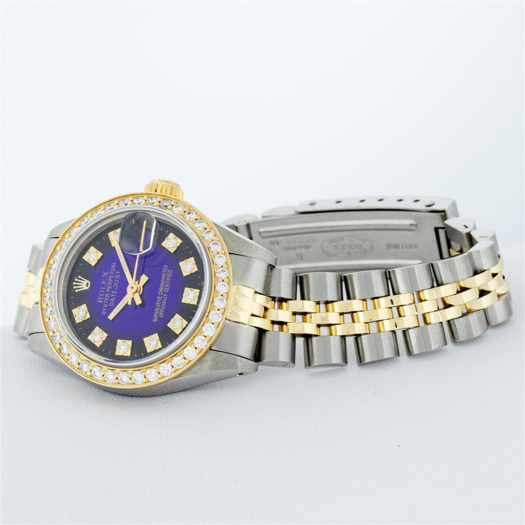 Rolex Ladies 2 Tone Blue Vignette VS Diamond Datejust Wristwatch