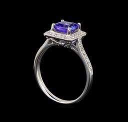 18KT White Gold 1.52 ctw Tanzanite and Diamond Ring