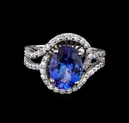 3.00 ctw Tanzanite and Diamond Ring - 14KT White Gold