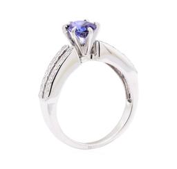 0.88 ctw Sapphire and Diamond Ring - 18KT White Gold