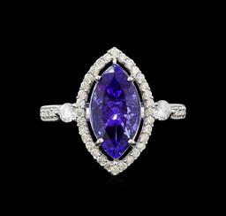 14KT White Gold 2.66 ctw Tanzanite and Diamond Ring