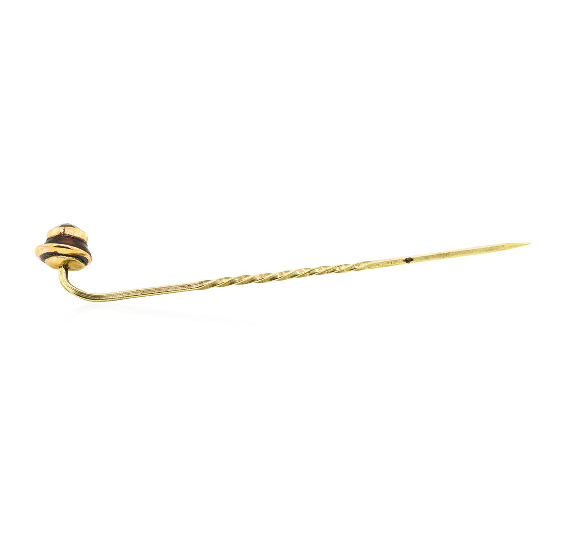 White Crystal Stick Pin - Yellow Gold Plated