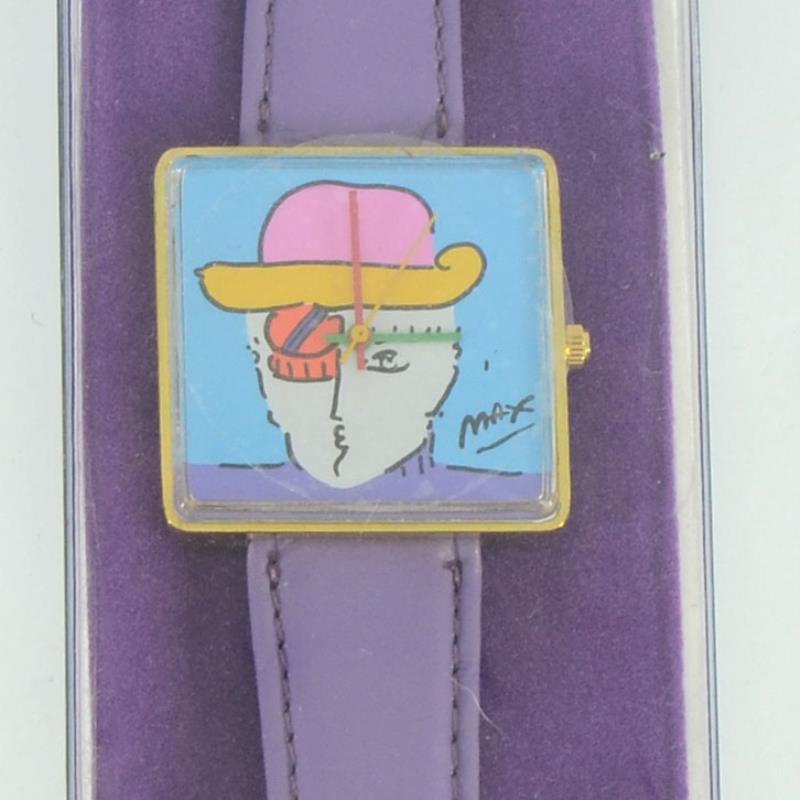 Vintage Peter Max "Face" Watch with Original Packaging and Paperwork.