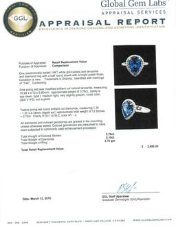 14KT White Gold 3.76 ctw Tanzanite and Diamond Ring