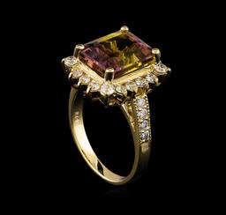 0.98 ctw Ametrine and Diamond Ring - 14KT Yellow Gold