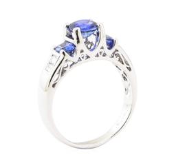 1.84 ctw Sapphire and Diamond Ring - 18KT White Gold