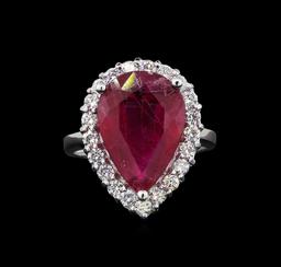 14KT White Gold 5.88 ctw Ruby and Diamond Ring