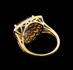 14KT Yellow Gold 4.45 ctw Tanzanite and Diamond Ring