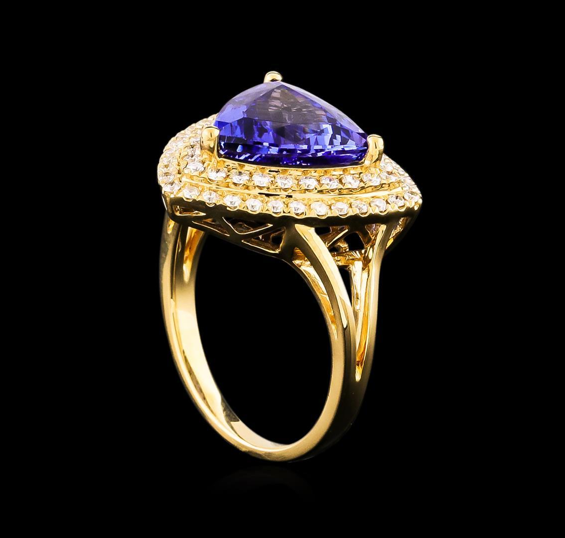 14KT Yellow Gold 4.45 ctw Tanzanite and Diamond Ring