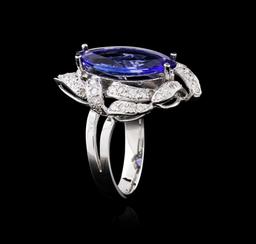 14KT White Gold 3.92 ctw Tanzanite and Diamond Ring