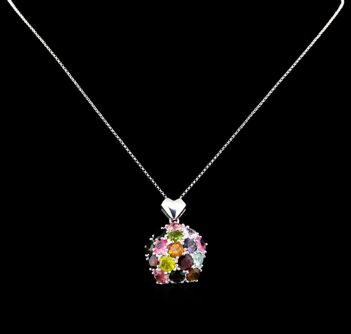 12.00 ctw Tourmaline Pendant with Chain - 14KT White Gold