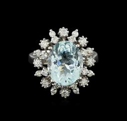 4.3 ctw Aquamarine and Diamond Ring - 14KT White Gold