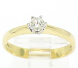 Atasay 18kt Yellow and White Gold Round Diamond Solitaire Engagement Ring