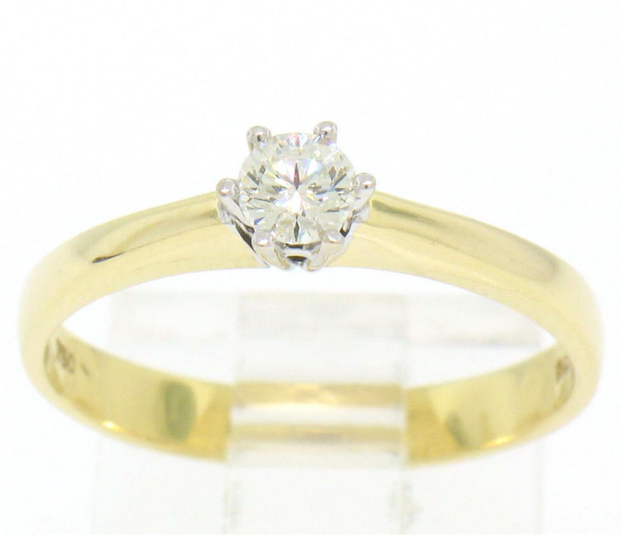 Atasay 18kt Yellow and White Gold Round Diamond Solitaire Engagement Ring