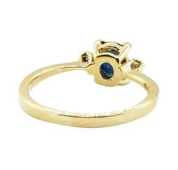 0.69 ctw Blue Sapphire and Diamond Ring - 14KT Yellow Gold