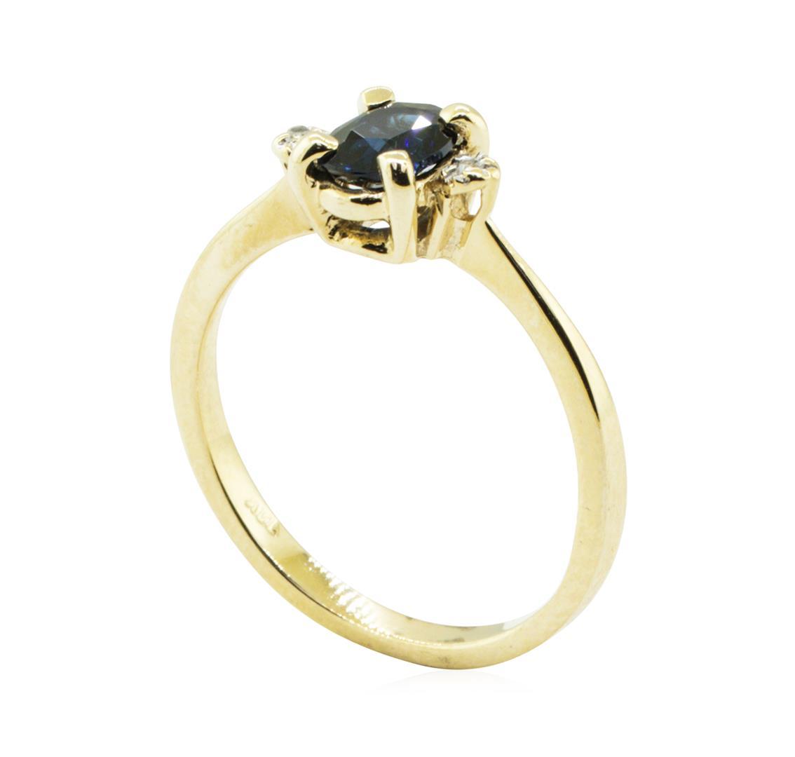 0.69 ctw Blue Sapphire and Diamond Ring - 14KT Yellow Gold