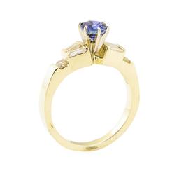 1.40 ctw Blue Sapphire And Diamond Ring - 14KT Yellow Gold