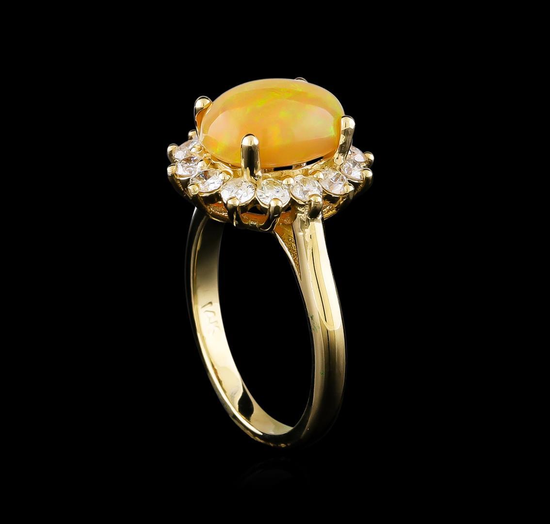 2.74 ctw Opal and Diamond Ring - 14KT Yellow Gold