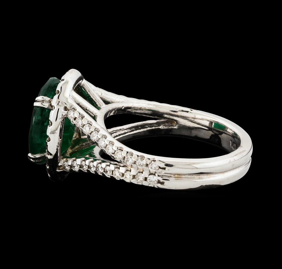 3.70 ctw Emerald and Diamond Ring - 14KT White Gold