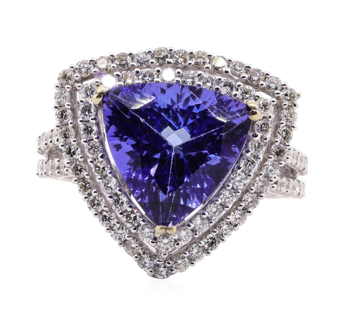 4.79 ctw Tanzanite and Diamond Ring - 18KT White Gold