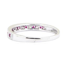 0.20 ctw Ruby and Diamond Straight-Line Double Milgrain Band - 10KT White Gold